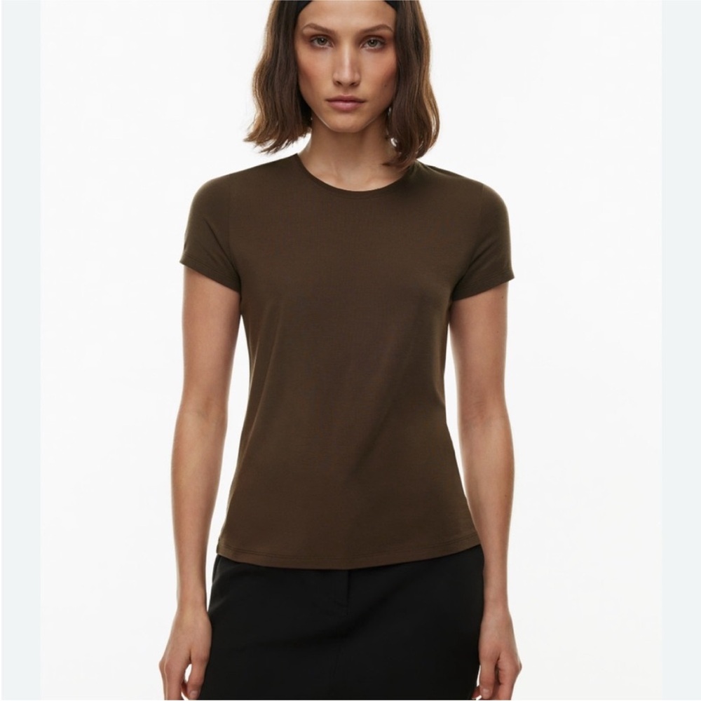 Aritzia Babaton Chocolate Brown Short Sleeve Tee